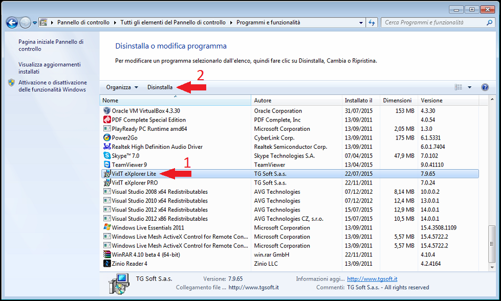Elenco programmi Installati (VirIT eXplorer Lite) Elenco programmi Installati (VirIT eXplorer Lite)