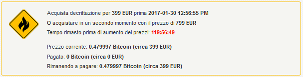 Clicca per ingrandire l'immagine della richiesta di riscatto da parte di Crypto-Locker