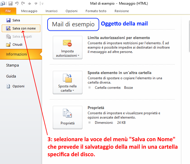 Salva una mail con Outlook Salva una mail con Outlook