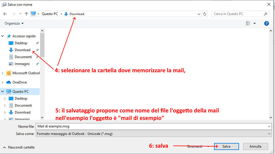 Salva una mail con Outlook Salva una mail con Outlook