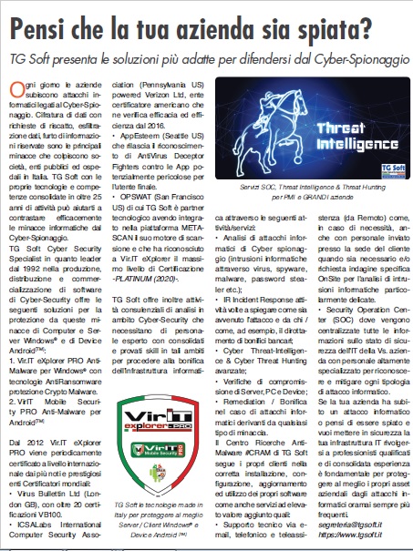 Il Sole 24 Ore => Lo speciale di TG Soft Cyber Security Specialist