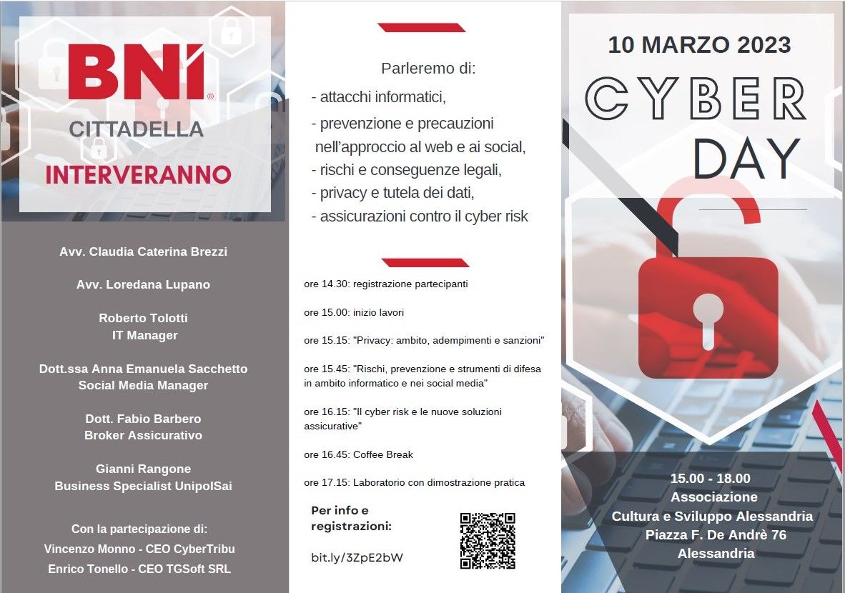 Clicca sull'immagine per accedere alla pagina di iscrizione all'evento Cyber Day: L'evento gratuito sulla Cyber Security - Venerdì 10 marzo 2023