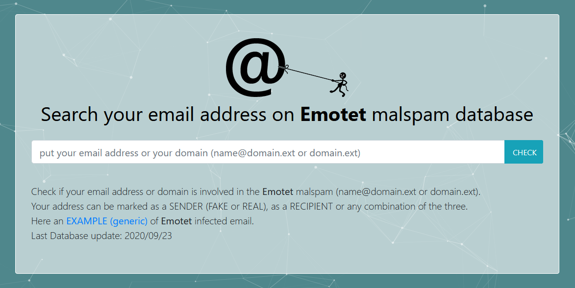 HAVEiBeenEMOTET => Scopri se il tuo indirizzo e-mail è stato utilizzato da EMOTET...