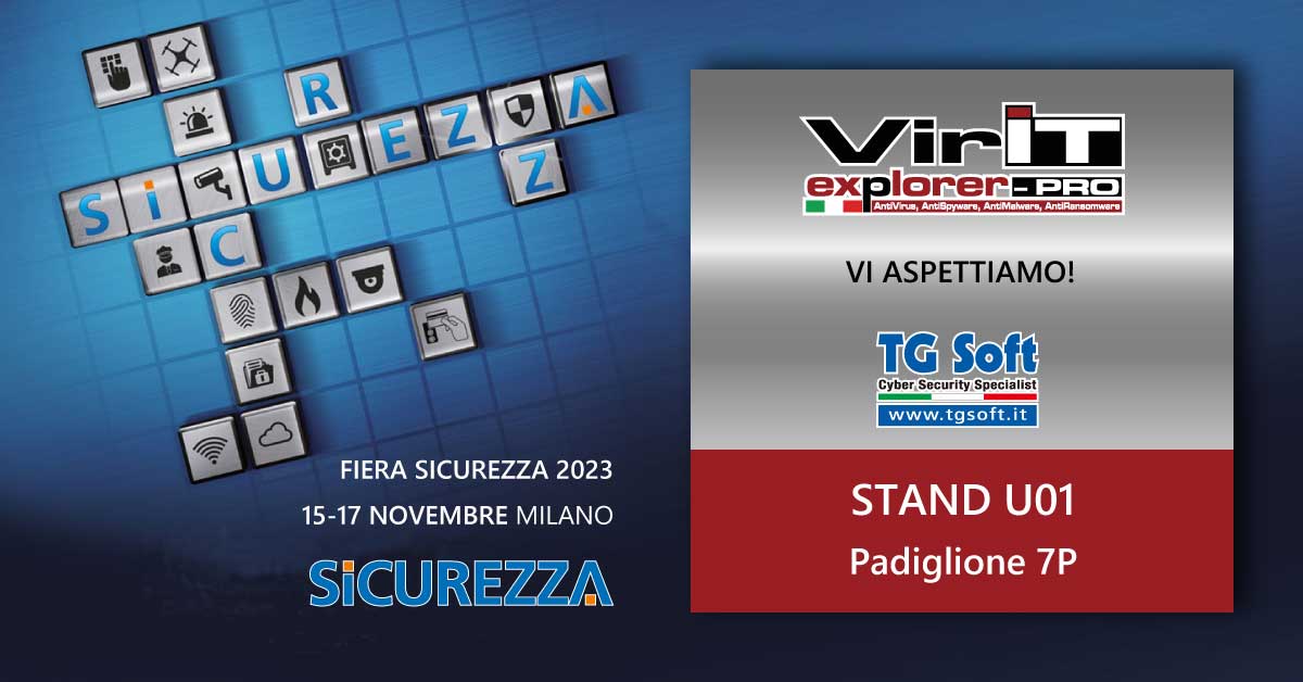 TG Soft sara' presente a Fiera SICUREZZA 2023 dal 15 al 17 novembre => Vieni a trovarci!