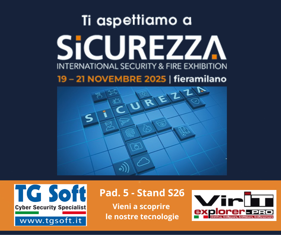 TG Soft sara' presente a Fiera SICUREZZA 2025 dal 19 al 21 novembre => Vieni a trovarci!