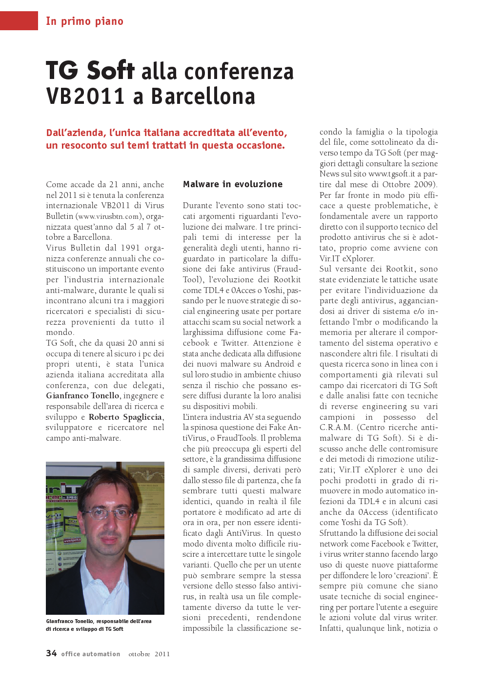 Visualizza l'articolo su Office Automation ottobre 2011