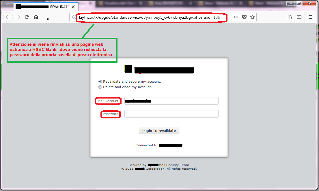 Clicca per ingrandire l'immagine del FALSO sito internet che cerca di rubare le credenziali di accesso alla propria casella di Posta elettronica.