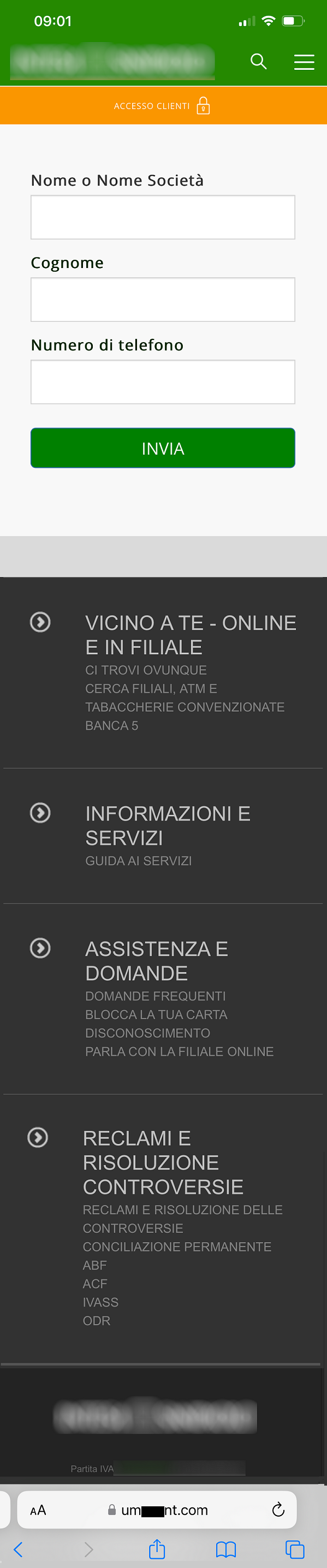 Clicca per ingrandire l'immagine del falso sito del Noto Istituto Bancario che cerca di indurre il malcapitato ad inserire le credenziali del suo account ma in realtà si tratta di una TRUFFA!