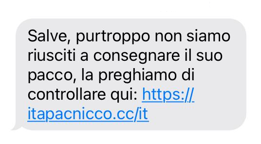 Clicca per ingrandire l'immagine del falso SMS giunto da Poste Italiane che notifica la mancata consegna di un pacco, in realtà si tratta di una TRUFFA.. Clicca per ingrandire l'immagine del falso SMS giunto da Poste Italiane che notifica la mancata consegna di un pacco, in realtà si tratta di una TRUFFA..