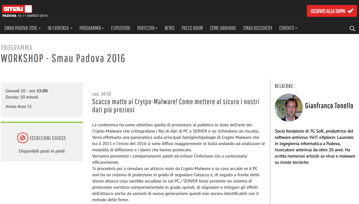 Clicca qui per i dettagli sul workshop di TG Soft a SMAU Padova 2016