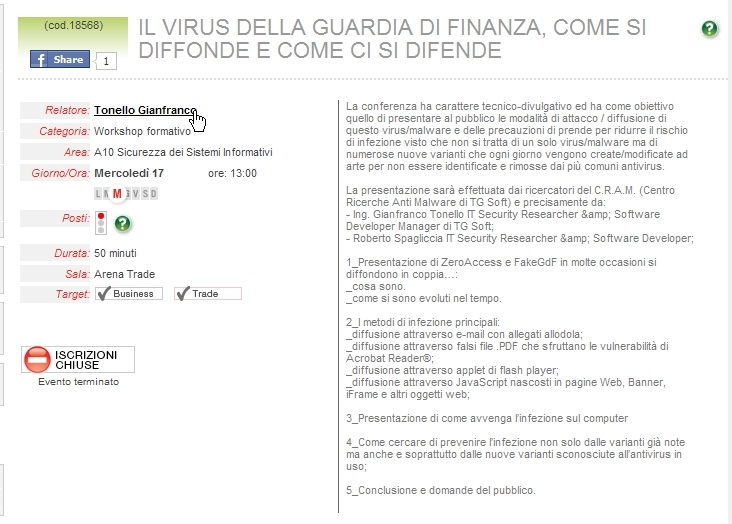 Visualizza il programma del workshop direttamente dal sito di SMAU...