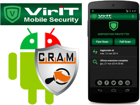 Vir.IT Mobile Security l'AntiMalware di TG Soft per Android(TM)