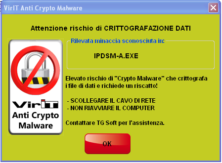 Alert Message of AntiCryptoMalware Protection