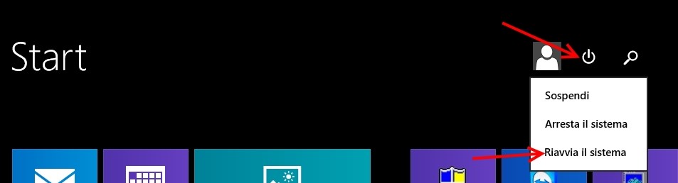 Clicca per ingrandire l'immagine per procedere correttamente al RIAVVIO del Sistema