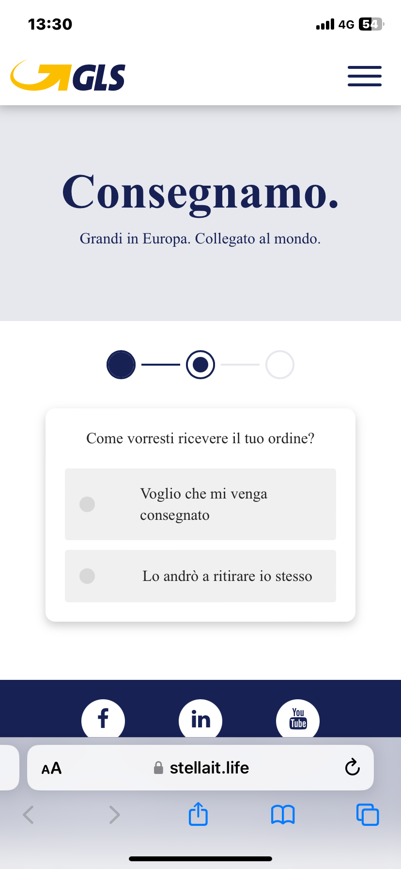 Clicca per ingrandire l'immagine del falso sito del corriere dove si dovrebbe monitorare una spedizione in sospeso ma che in realtà è una TRUFFA!