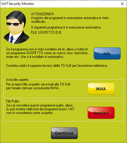 Invia file sospetto - Vir.IT Intrusion Detection