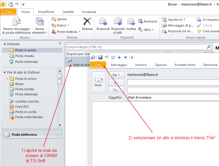 Salva una mail con Outlook