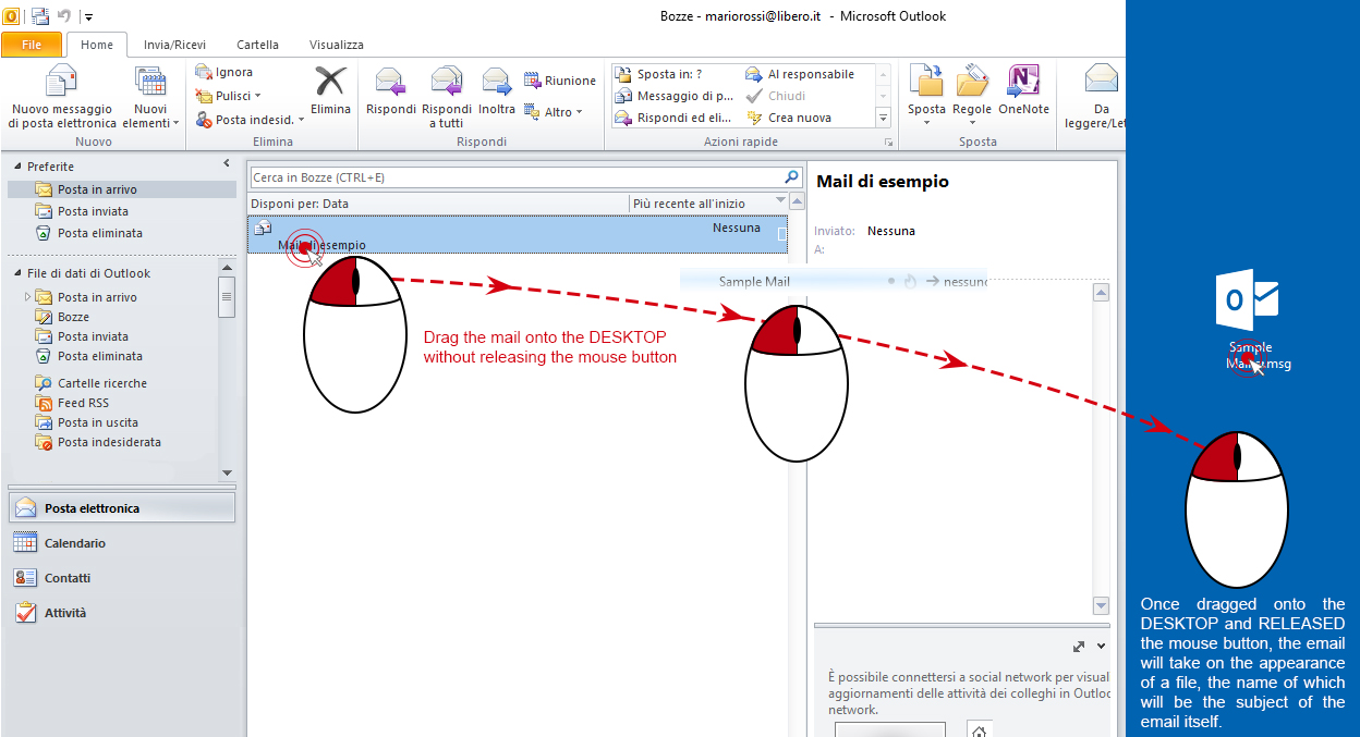 Salva una mail con Outlook