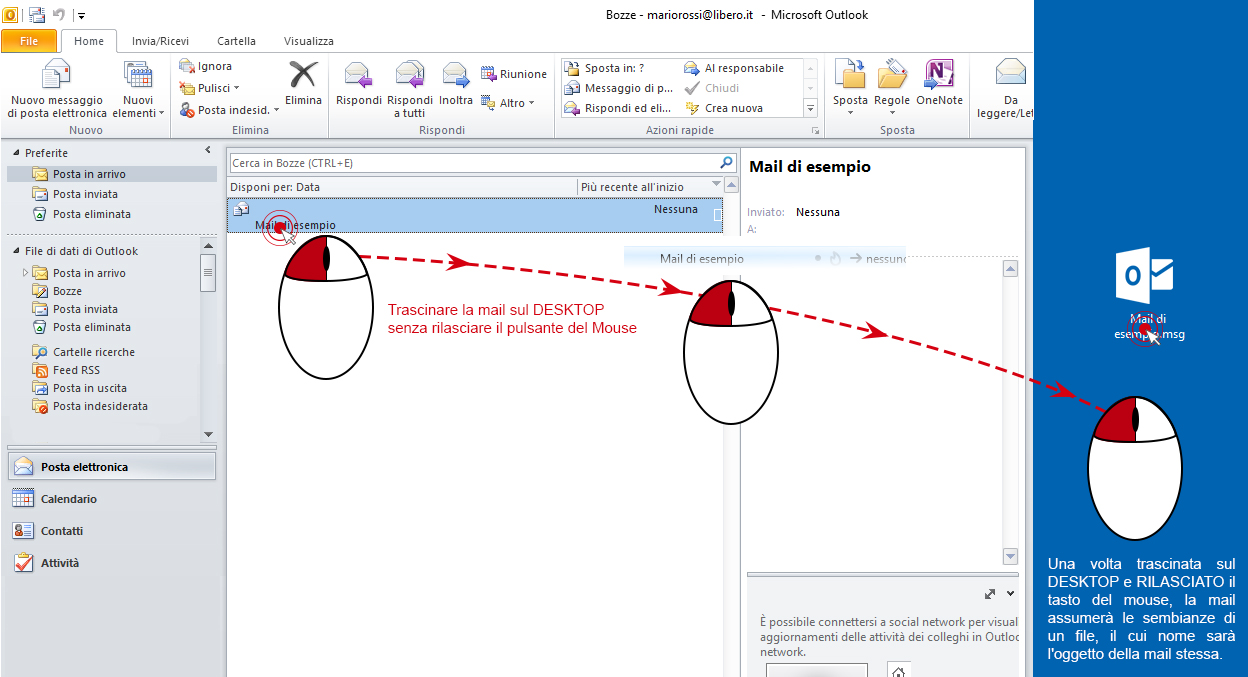 Salva una mail con Outlook