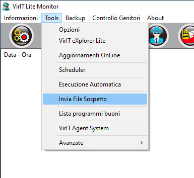 Invia file sospetto - Vir.IT Lite Monitor