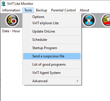 Invia file sospetto - Vir.IT Lite Monitor