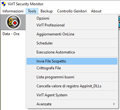 Invia file sospetto - Vir.IT Lite Monitor