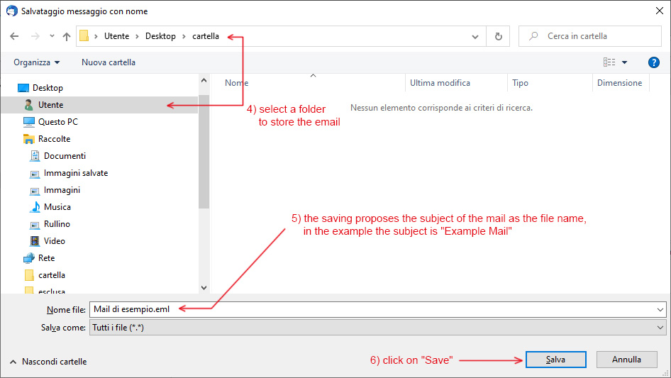Salva una mail con thunderbird
