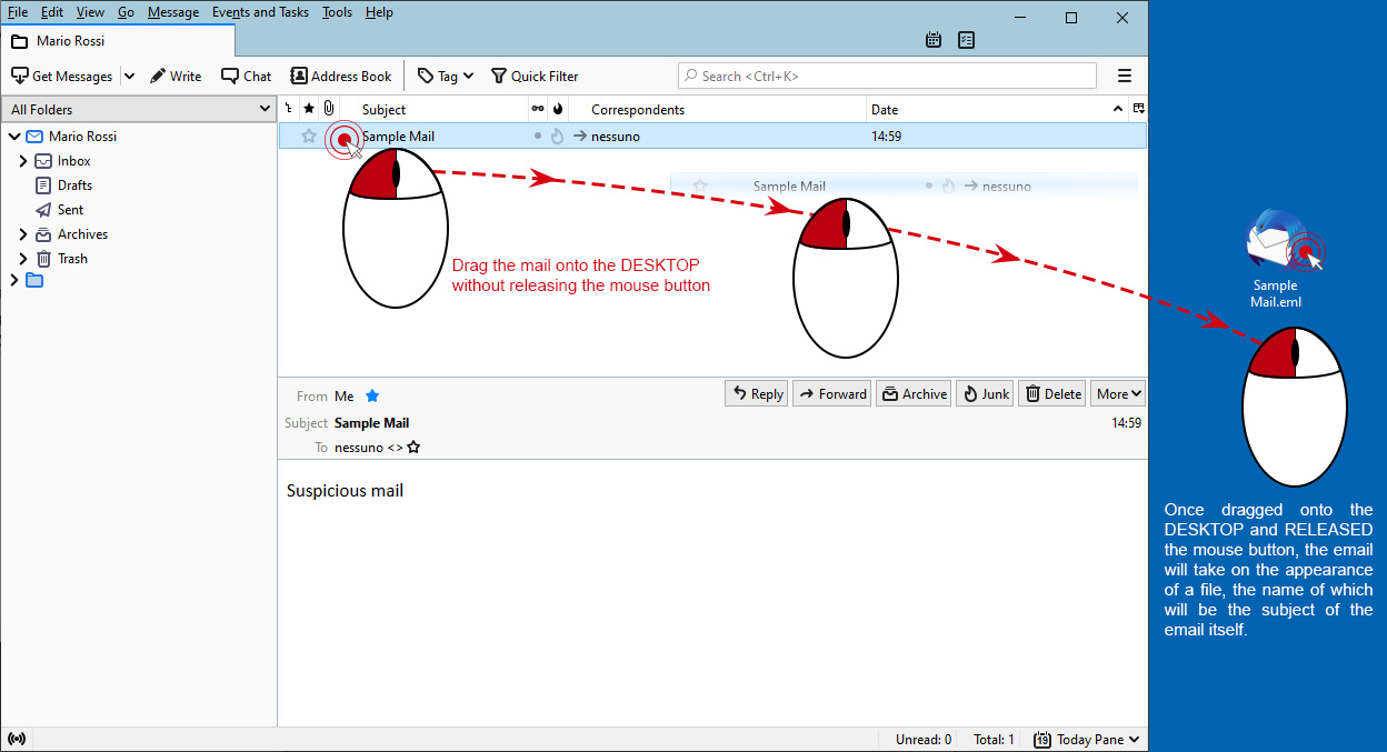 Salva una mail con thunderbird